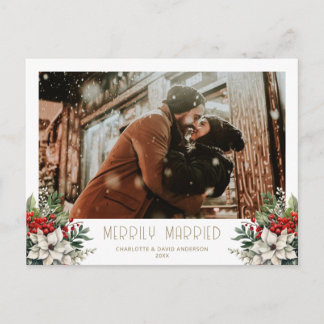 Postal Festiva Foto de recién casados felizmente casados