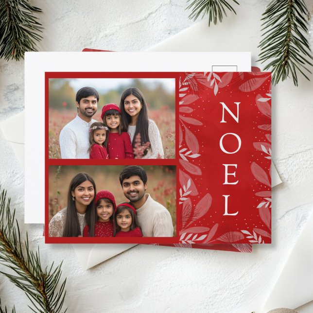 Postal Festiva Foto de Red Noel 2 (Red Noel christmas Postcard)