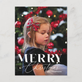 Postal Festiva Foto de retrato de Merry Magic Script Serif Navida