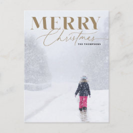 Postal Festiva Foto de retrato de Navidades del Serif Gold Merry