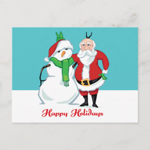 Postal Festiva Foto de Santa Snowman