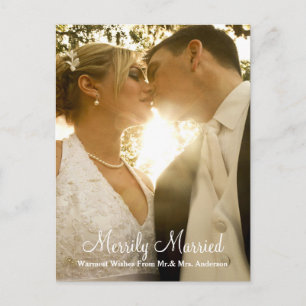 Postal Festiva Foto de un Boda casado con Merrily