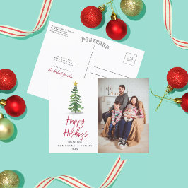 Postal Festiva Foto de vacaciones de Navidades de árbol de pino a