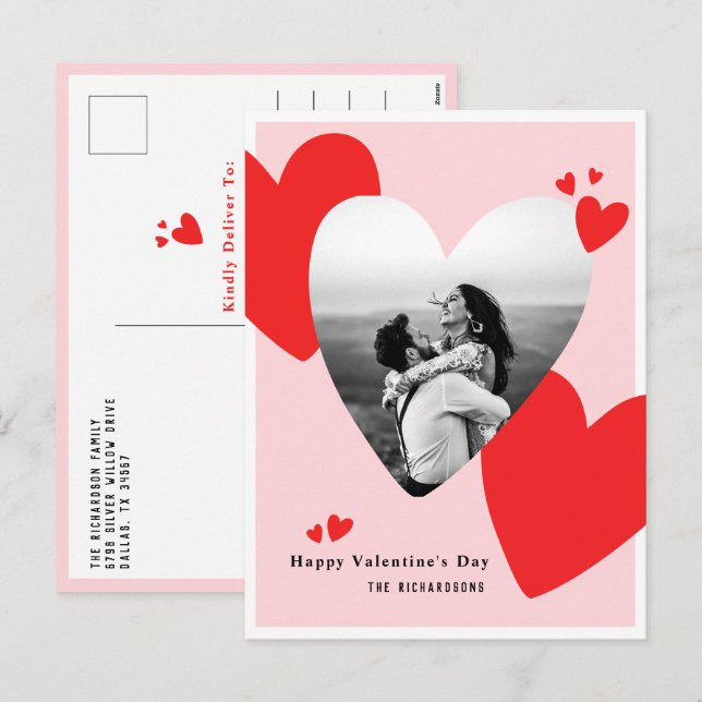 Postal Festiva Foto del Día de San Valentín Feliz y Personalizado (Anverso / Reverso)