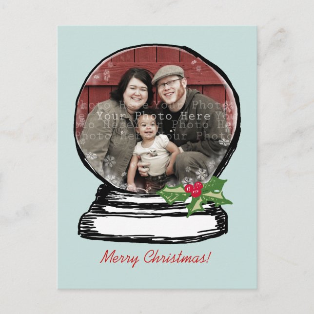 Postal Festiva Foto del Globo de Nieve de los navidades (Anverso)