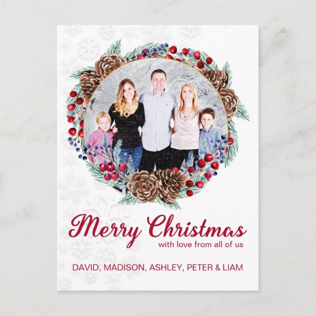 Postal Festiva Foto del Personalizado de familia de navidades (Anverso)