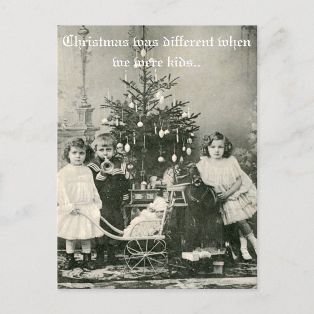Postal Festiva Foto divertida de "Navidades diferentes" de época (Anverso)