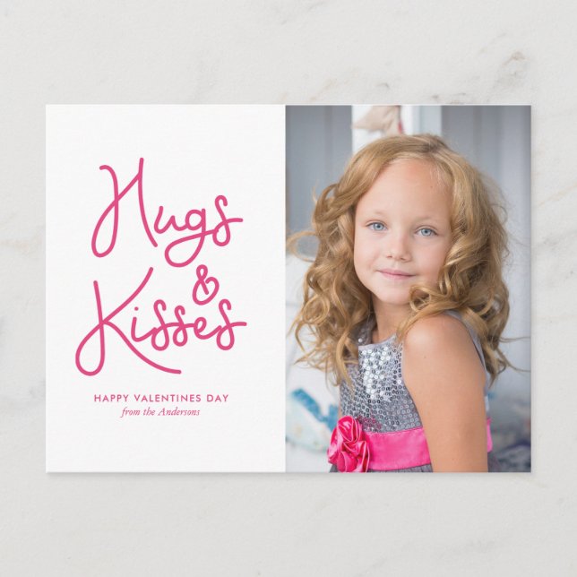 Postal Festiva Foto El día de San Valentín "Abrazos y besos" (Anverso)
