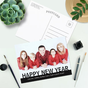 Postal Festiva Foto familiar de Año Nuevo Feliz Moderno