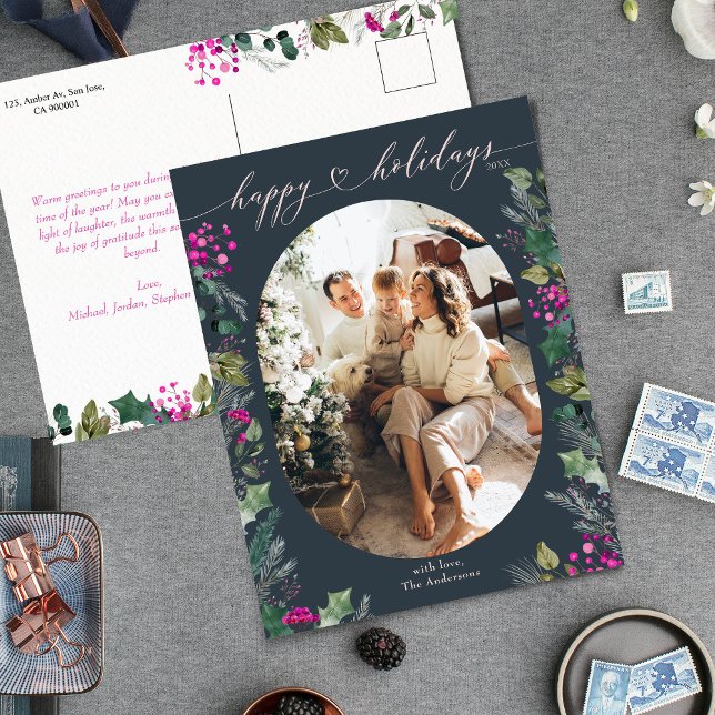 Postal Festiva Foto familiar de Moda azul de época (Subido por el creador)