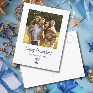 Postal Festiva Foto familiar moderna Menorah Hanukkah