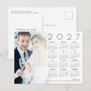 Postal Festiva Foto Feliz Año Nuevo 2027 Calendario Recién Casado