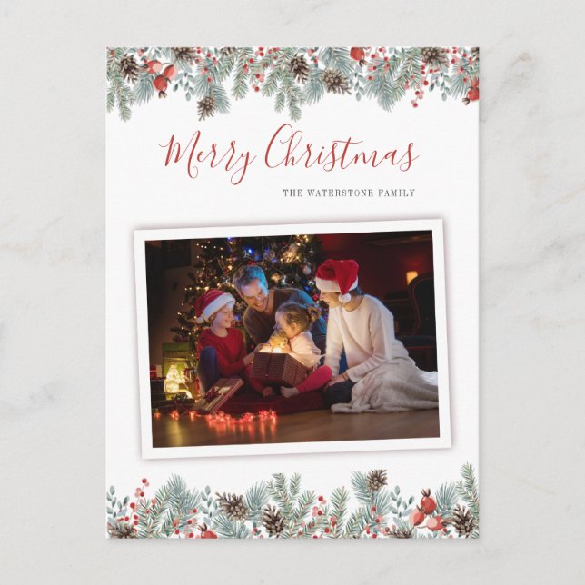 Postal Festiva Foto festiva Navidades botánicos rústicos (Anverso)