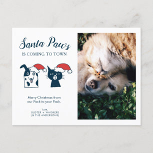 Postal Festiva Foto mascota   Santa Paws   Navidades de perro de 