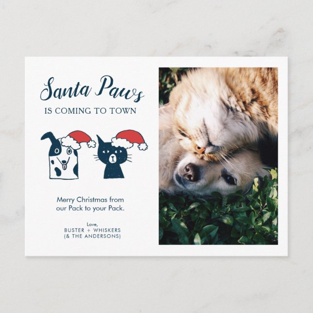 Postal Festiva Foto mascota | Santa Paws | Navidades de perro de  (Anverso)