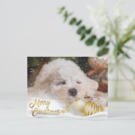Postal Festiva Foto Merry Christmas Snow Overlay Budget Gold