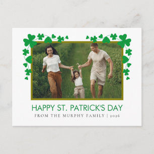 Postal Festiva Foto minimalista de trébol de la suerte del día de