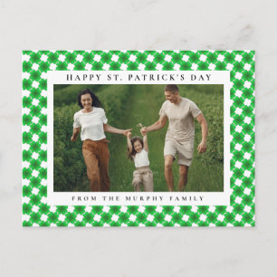 Postal Festiva Foto minimalista de trébol de la suerte del día de