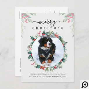 Postal Festiva Foto Mistletoe de Merry Christmas Dog
