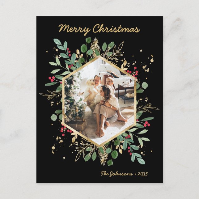 Postal Festiva Foto moderna de vegetación botánica (Anverso)