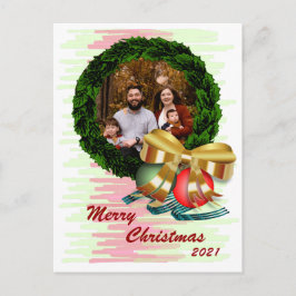 Postal Festiva Foto Navidades de Wreath Postcard