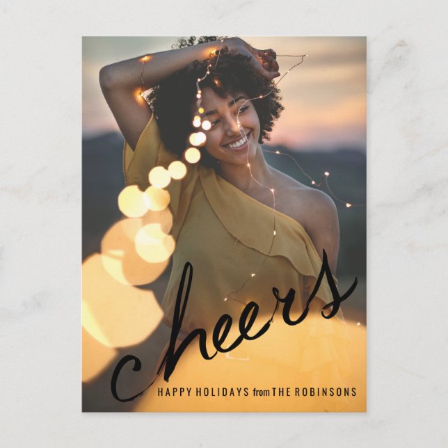 Postal Festiva Foto navideña moderna simple Cheers (Anverso)