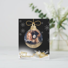 Postal Festiva Foto Ornamento navideño Snowflakes Presupuesto mod