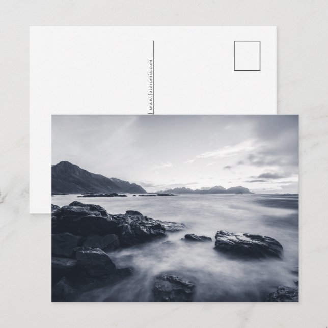 Postal Festiva Foto paisajista de la costa de Noruega (Anverso / Reverso)