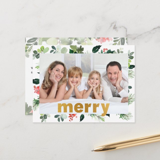 Postal Festiva Foto personalizada de Dios Relieve metalizado Merr (Anverso/Reverso In Situ)