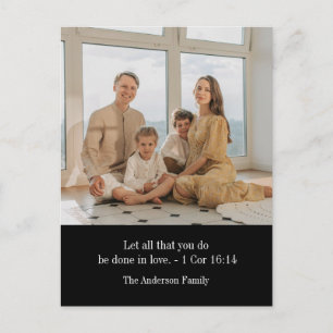 Postal Festiva Foto personalizada de familia con versículo bíblic