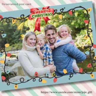 Postal Festiva Foto personalizada Imagen navideña tradicional ado