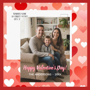 Postal Festiva Foto personalizada y apellido. San Valentín