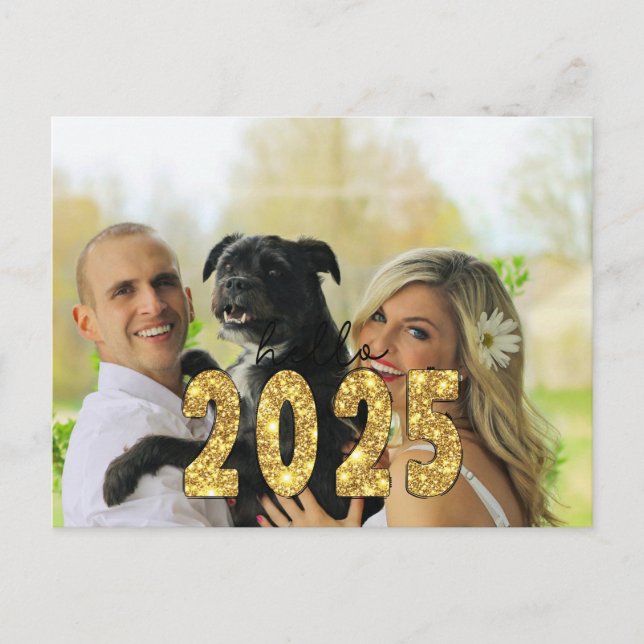 Postal Festiva Foto Personalizado de Hello 2025 (Anverso)