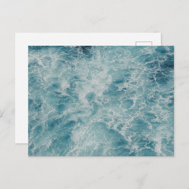 Postal Festiva Foto personalizado Olas de playa azul personalizad (Anverso / Reverso)