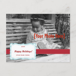 Postal Festiva Foto retro de Fancy Photo Postcard azul y rojo