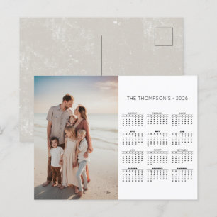 Postal Festiva Foto Rustic Family 2026 Calendario 12 meses