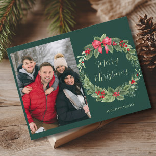 Postal Festiva Foto simple Wreath Merry Christmas