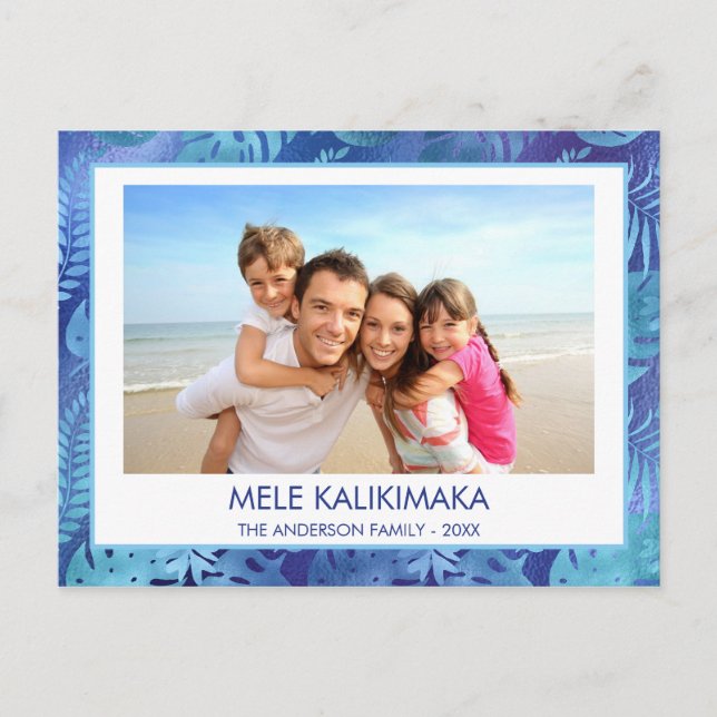 POSTAL FESTIVA FOTO TROPICAL AZUL DE MELE KALIKIMAKA HAWAIAN (Anverso)
