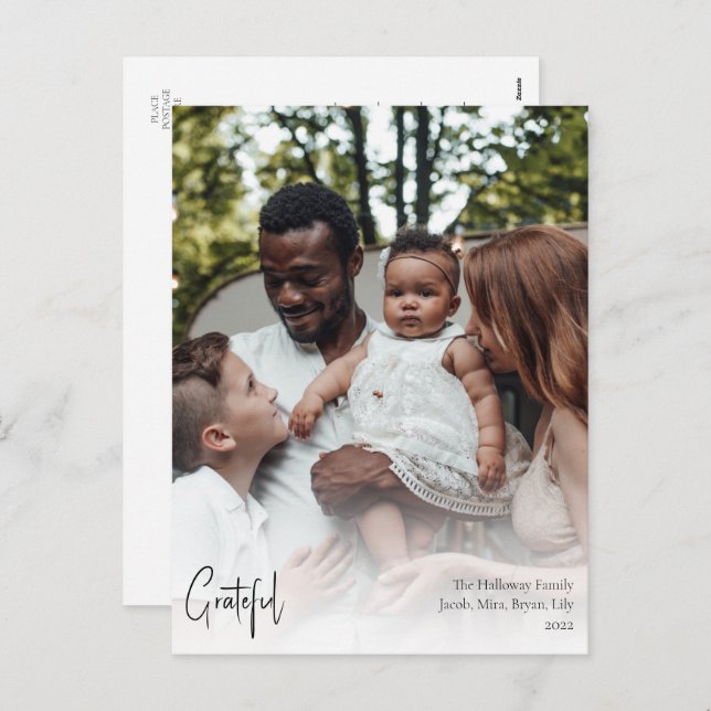 Postal Festiva Foto vertical completa con guión moderno (Anverso / Reverso)