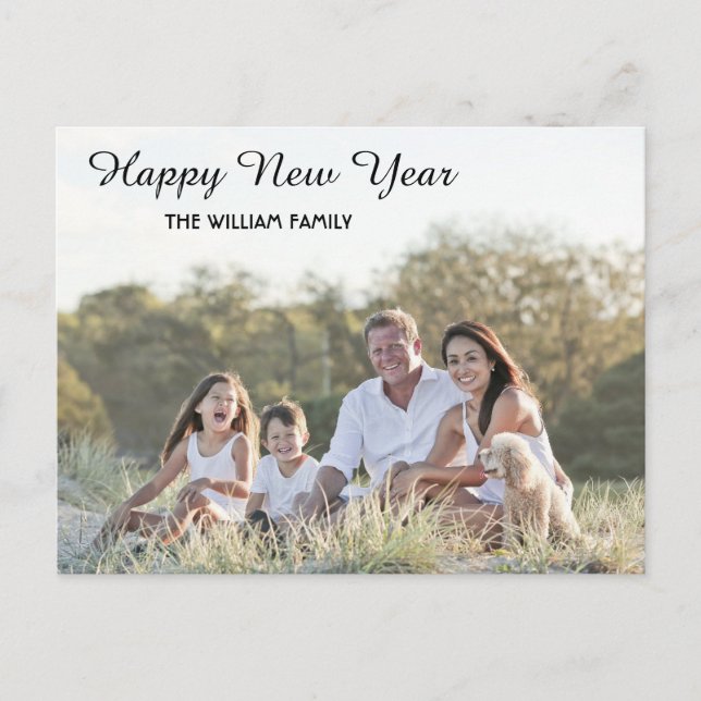 Postal Festiva Fotografía de Feliz Año Nuevo (Anverso)