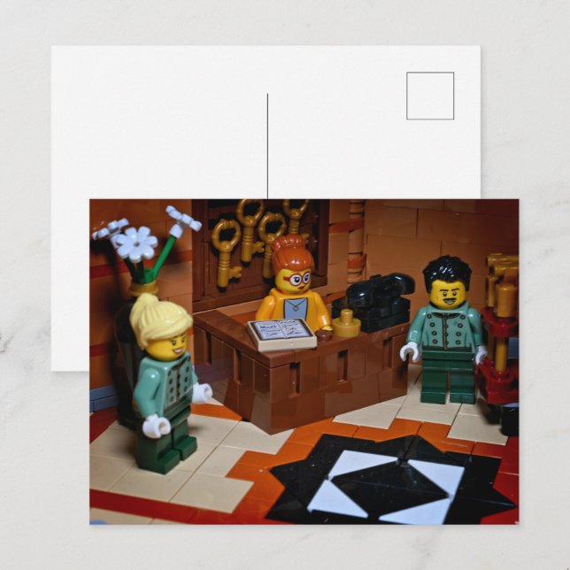 Postal Festiva Fotografía de juguetes de hotel feliz (Anverso / Reverso)