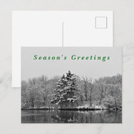 Postal Festiva Fotografía de la Nieve Blanca y Negra de Winter Wo