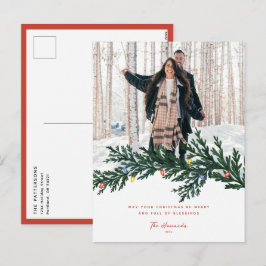 Postal Festiva Fotografía de Luces y Verdor de los navidades