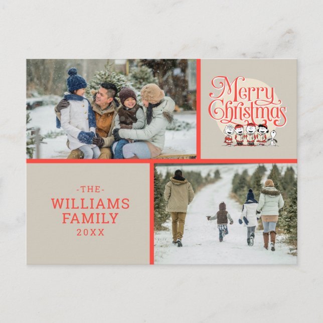 Postal Festiva Fotografía de Peanus Merry Christmas Holiday Choir (Anverso)