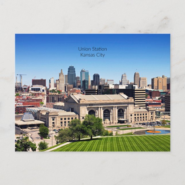 Postal Festiva Fotografía de Union Station, Kansas City, Misuri (Anverso)