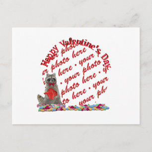 Postal Festiva Fotografía de Valentine Raccoon "Bandit"
