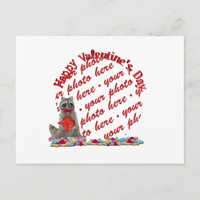 Postal Festiva Fotografía de Valentine Raccoon "Bandit" (Anverso)