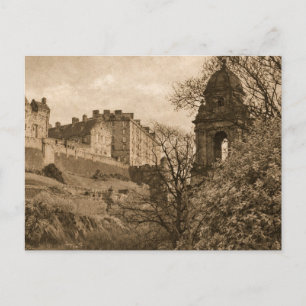 Postal Festiva Fotografía en sepia del Castillo de Edimburgo