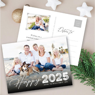 Postal Festiva Fotografía feliz 2025 de la tipografía de Año Nuev