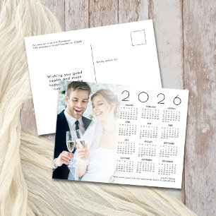 Postal Festiva Fotografía Feliz Año Nuevo 2026 Calendario para re